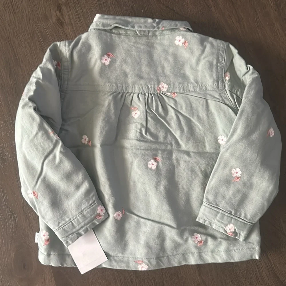 NWT Baby Girl OshKosh B'gosh® Floral Twill Jacket 18 MONTHS, Olive